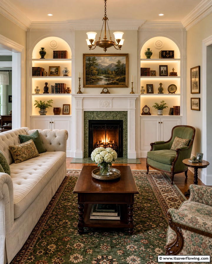 Built In Shelving UnitsExact - 25 Vintage 1930s Living Room Design Ideas for Nostalgia