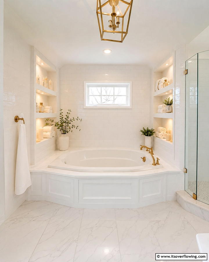 Built In Shelving for Storage - 25 Elegant Drop-in Tub Ideas for a Spa-Like Bathroom