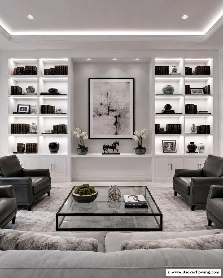Built In Shelving for a Seamless Look - 25 Mansion Living Room Ideas for Luxurious Spaces