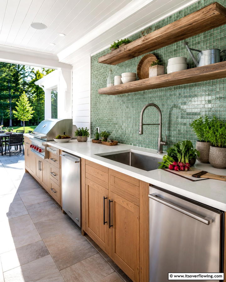 Built In Sink for Convenience - 20 Summer Kitchen Ideas to Refresh Your Space