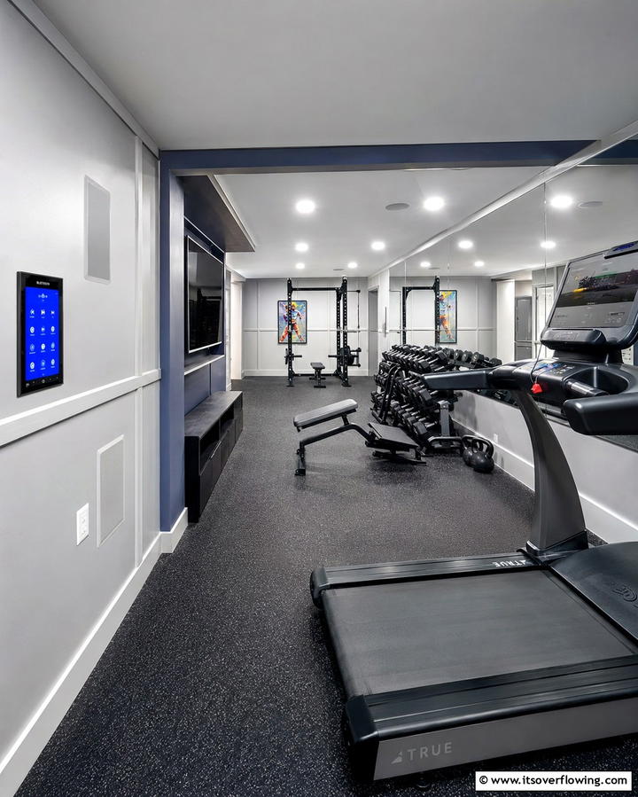 Built In Sound Systems - 25 Basement Gym Ideas for Your Home Workout Space