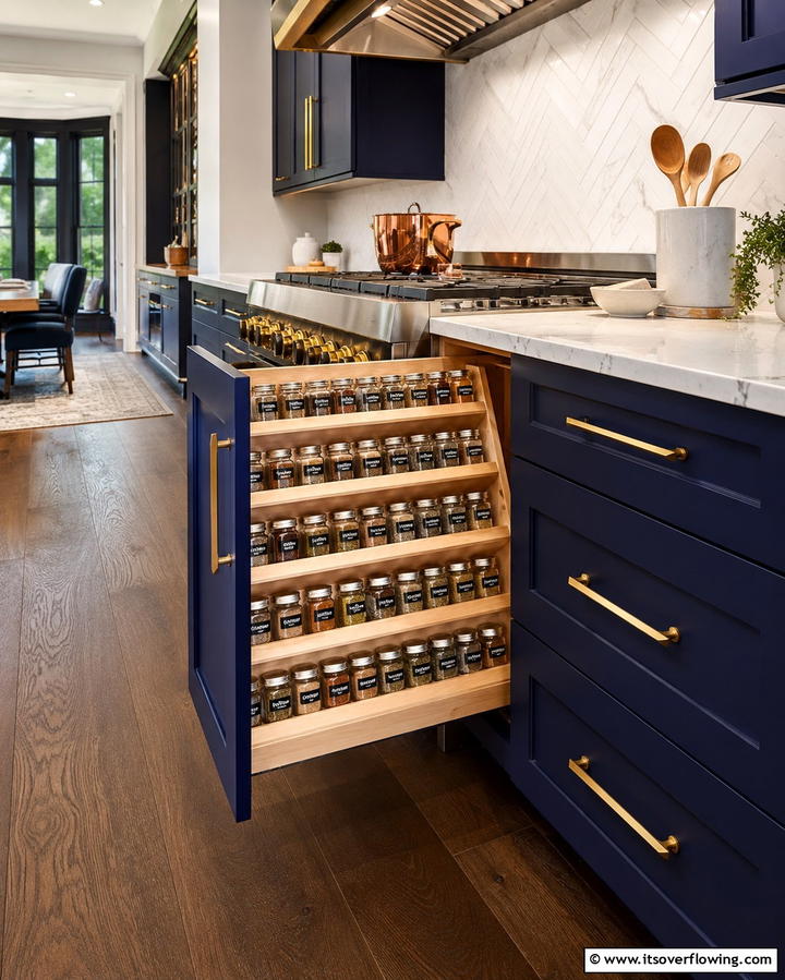 Built In Spice Drawer - 25 Spice Rack Ideas to Organize Your Kitchen