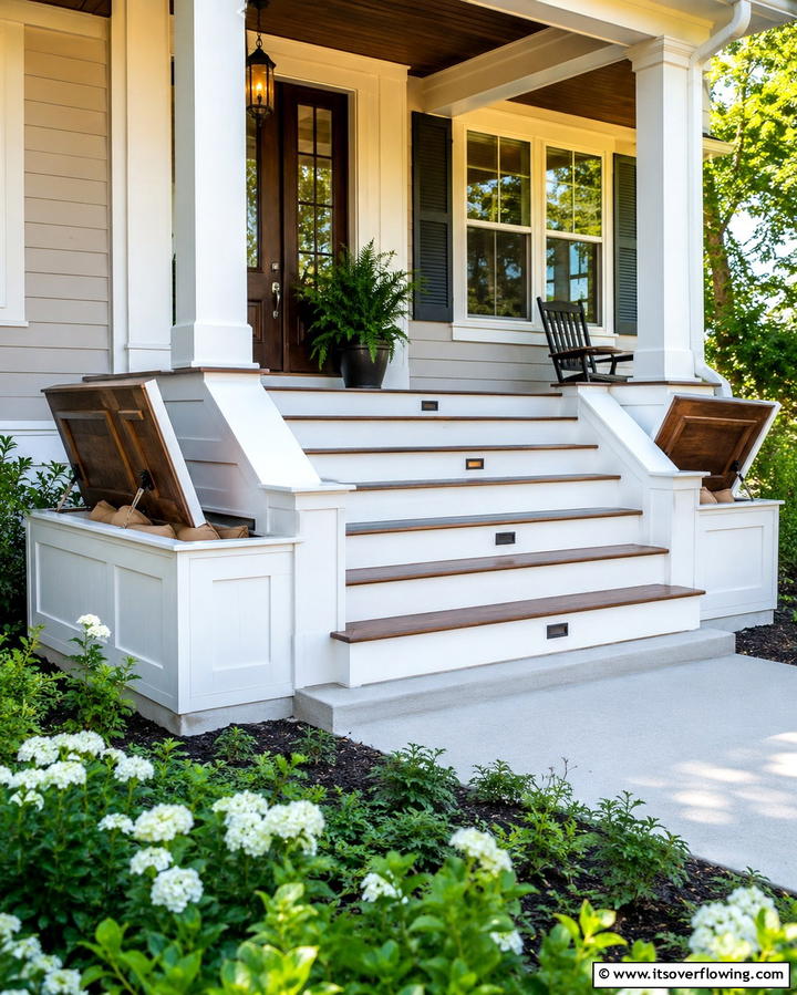 Built In Storage Benches - 25 Front Step Ideas to Enhance Your Home’s Entrance