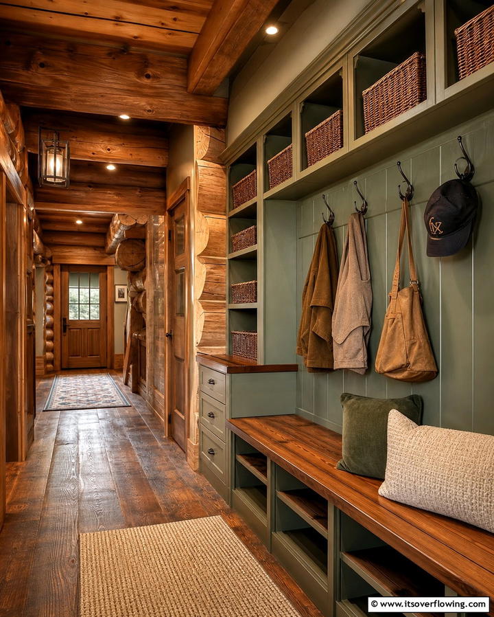 Built In Storage Solutions - 25 Log Cabin Interior Design Ideas for Cozy Living