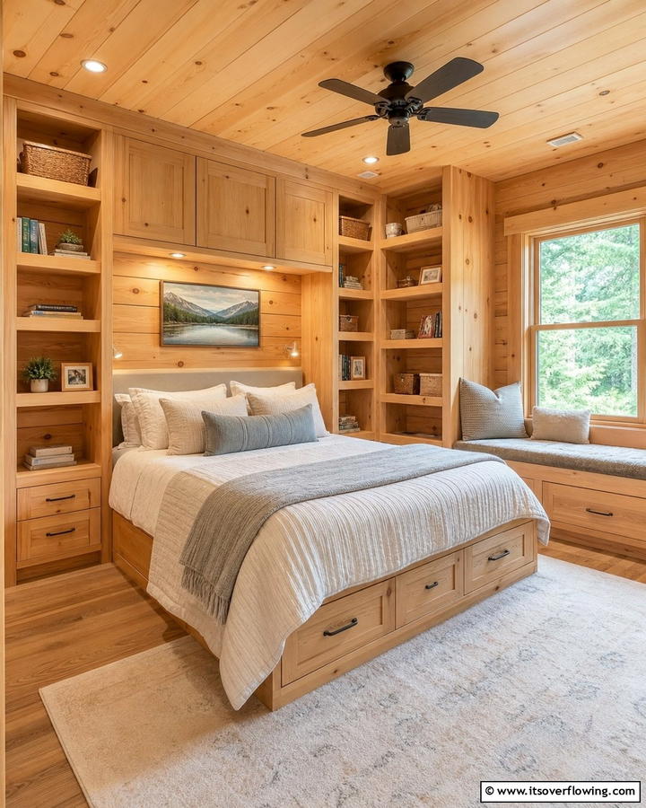 Built In Storage Solutions - 25 Cozy Cabin Bedroom Ideas for a Rustic Escape