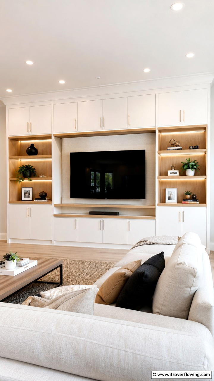 Built In Storage TV Wall - 21 Innovative TV Wall Ideas to Maximize Living Room Space