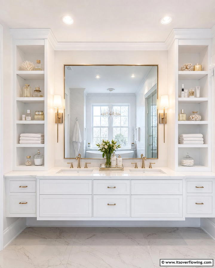 Built In Vanity Shelves - 25 Bathroom Shelf Ideas for Organized and Stylish Storage