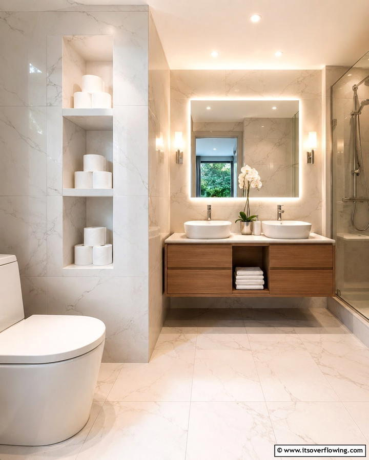 Built In Wall Niche - 20 Toilet Paper Storage Ideas for Organized Bathrooms