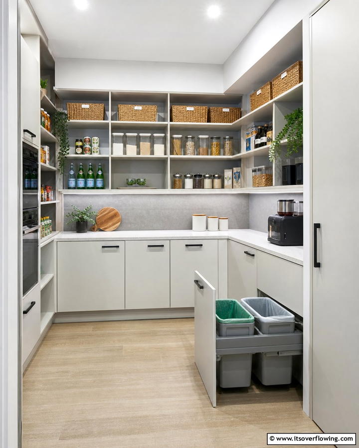 Built In Waste Management - 21 Kitchen Pantry Ideas to Streamline Food Storage