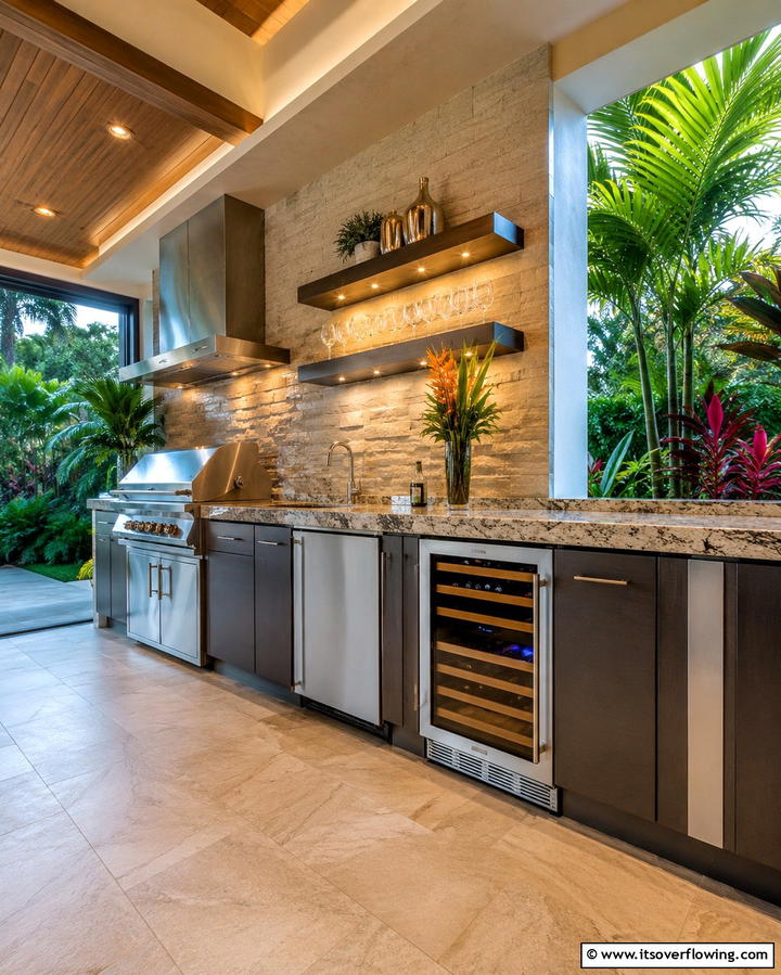 Built In Wine Cooler - 20 Stylish Lanai Kitchen Ideas for Indoor-Outdoor Living