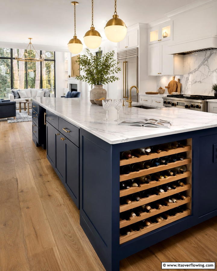 Built In Wine RackExact - 25 Smart Kitchen Island Storage Ideas for Organized Kitchens
