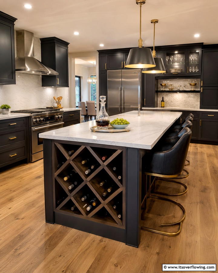 Built In Wine RackOne - 25 Smart Kitchen Island Storage Ideas for Organized Kitchens