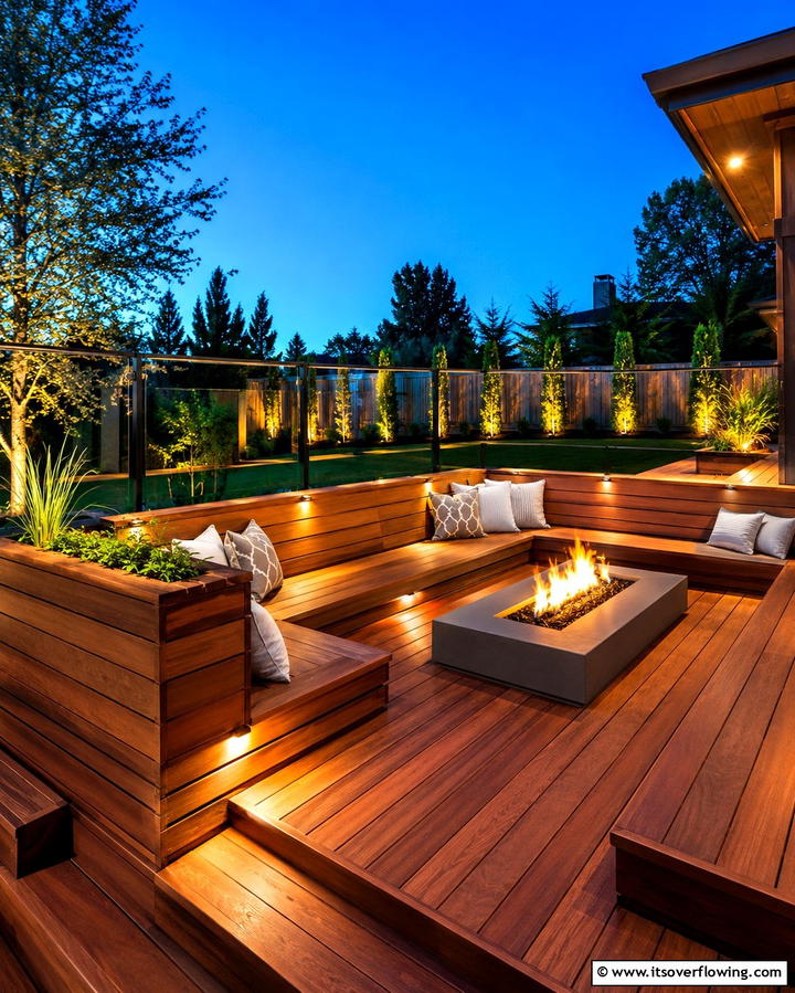 Built In Wooden Deck Seating - 25 Fire Pit Seating Ideas to Enhance Your Outdoor Space
