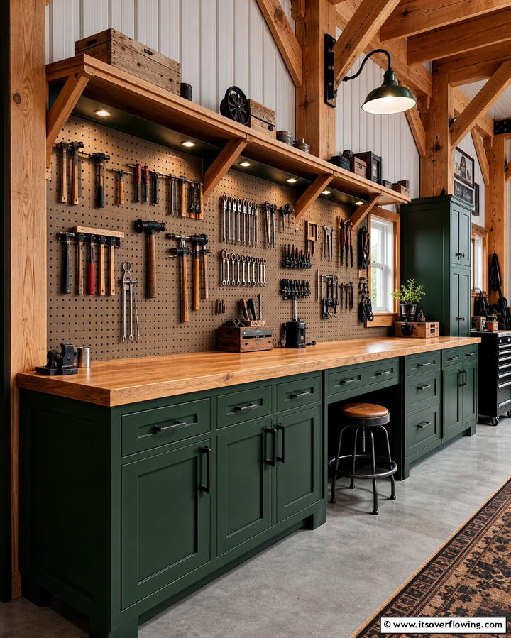 Built In Workbenches - 25 Pole Barn Interior Ideas for a Versatile Space