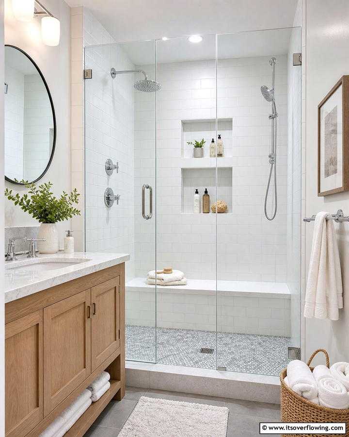 Built in Bench Seating - 21 Small Shower Design Ideas for Stylish Functionality