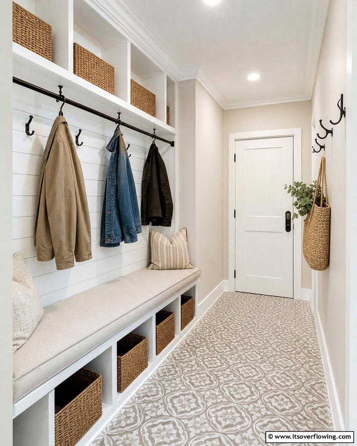 Built in Bench for Convenience - 20 Coat Closet Ideas for Organized Entryways