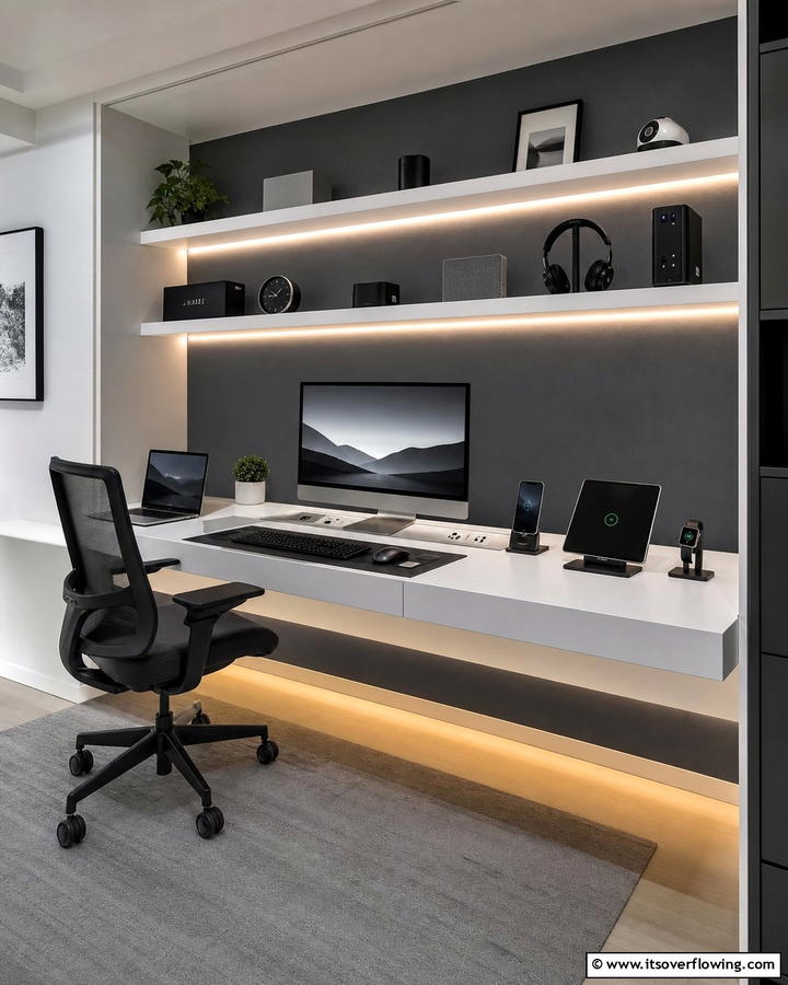 Built in Charging Station Desk - 21 Desk Ideas for Productive & Stylish Home Offices