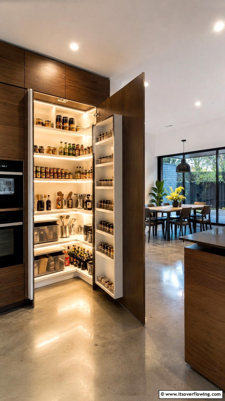 Built in Corner Pantry with Lighting - 30 Corner Pantry Ideas to Maximize Kitchen Storage