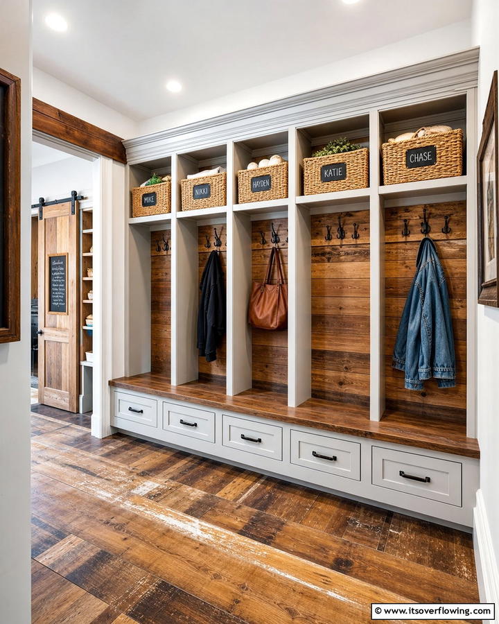 Built in Cubbies for Organized Storage - 20 Farmhouse Mudroom Ideas for a Rustic Entryway
