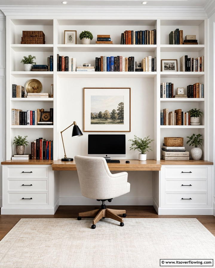 Built in Desk with Bookshelves - 25 Stylish Built-in Desk Ideas for Your Home Office