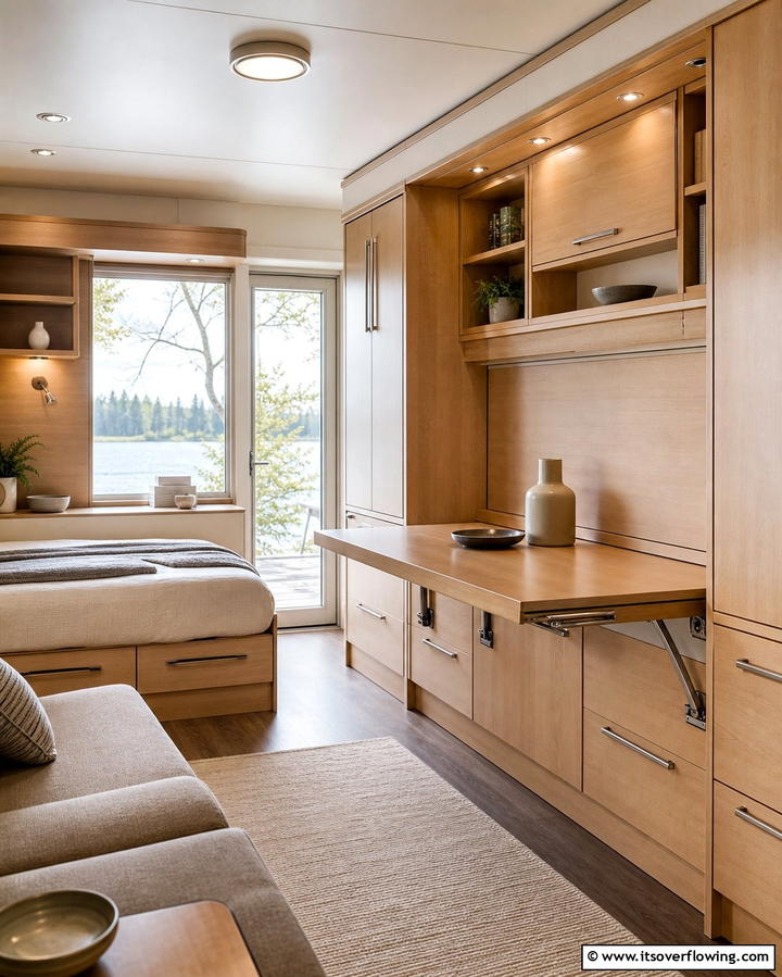 Built in Multi Functional Furniture - 25 One Room Cabin Interior Design Ideas for a Cozy Retreat