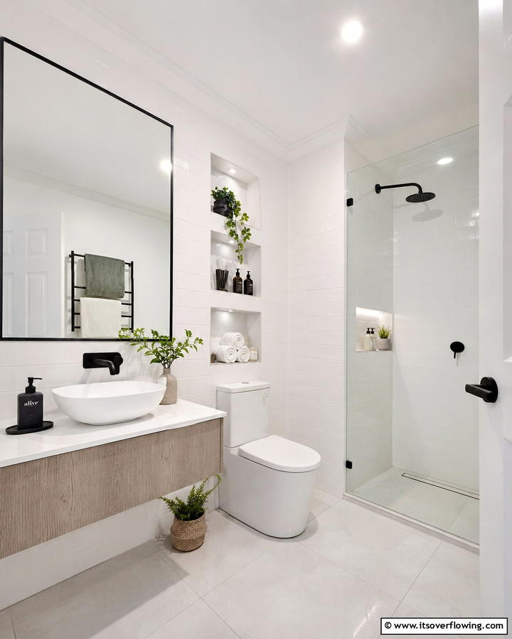 Built in Niche Shelves - 30 Small Bathroom Shelving Ideas for Smart Storage