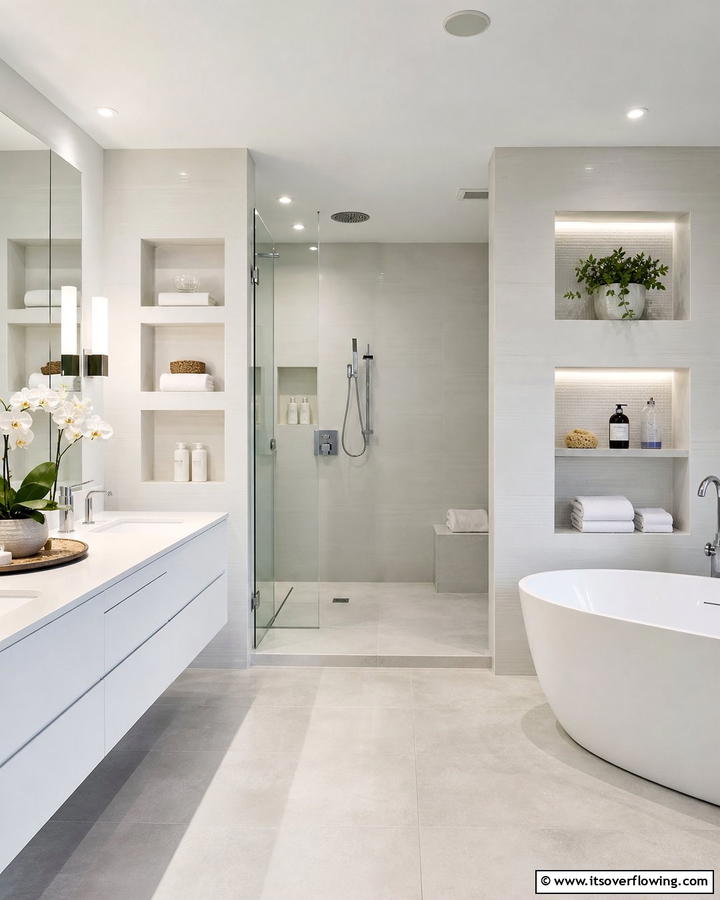 Built in Recessed Shelves Seamless Integration - 21 Bathroom Organization Ideas for a Clutter-Free Morning Routine