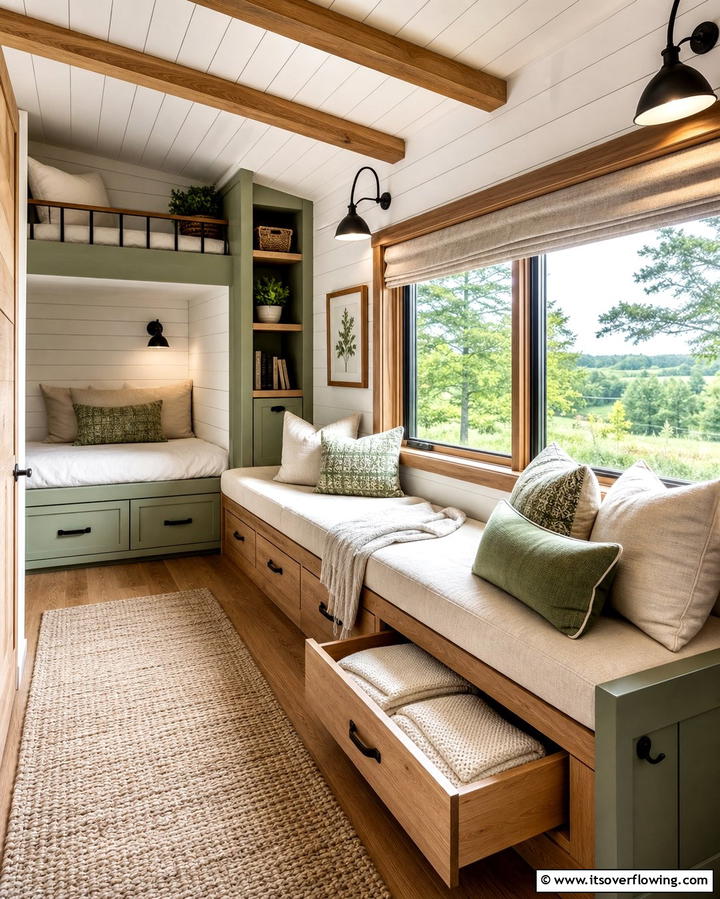 Built in Seating with Storage - 25 One Room Cabin Interior Design Ideas for a Cozy Retreat