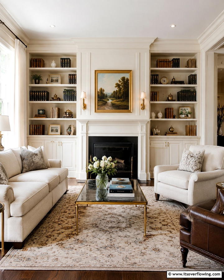 Built in Shelving - 25 Magnolia Living Room Ideas for Timeless Elegance
