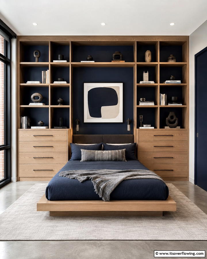Built in Shelving and Drawers - 30 Space-Saving Built-In Wardrobe Ideas Around Your Bed