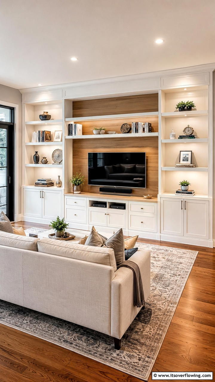 Built in Storage Solutions - 21 Transitional Living Room Design Ideas for Modern Homes