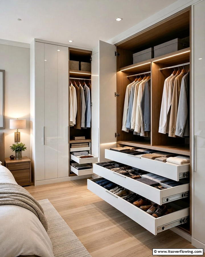 Built in Wardrobe with Pull out Drawers - 21 Space-Saving Built-In Wardrobe Ideas for Organized Homes
