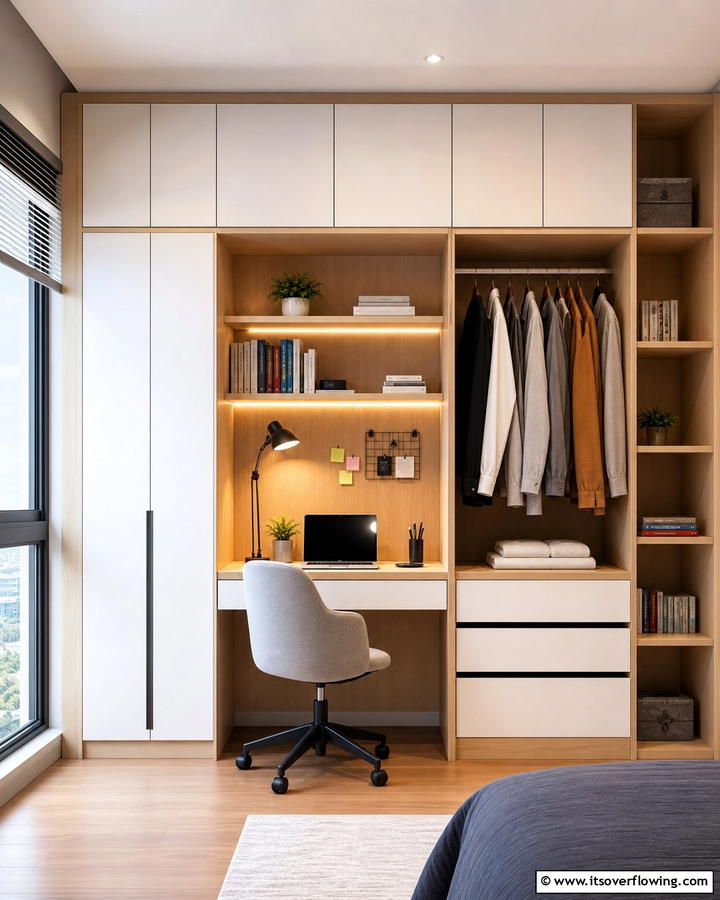 Built in Wardrobe with Study Nook - 21 Space-Saving Built-In Wardrobe Ideas for Organized Homes