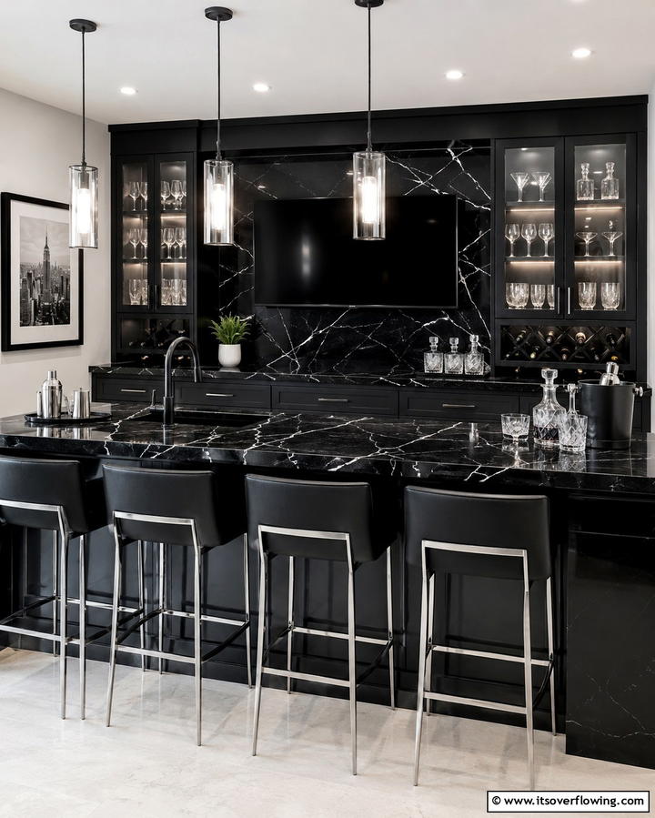 Built in Wet Bar - 30 Sophisticated Cigar Room Designs for Luxurious Relaxation