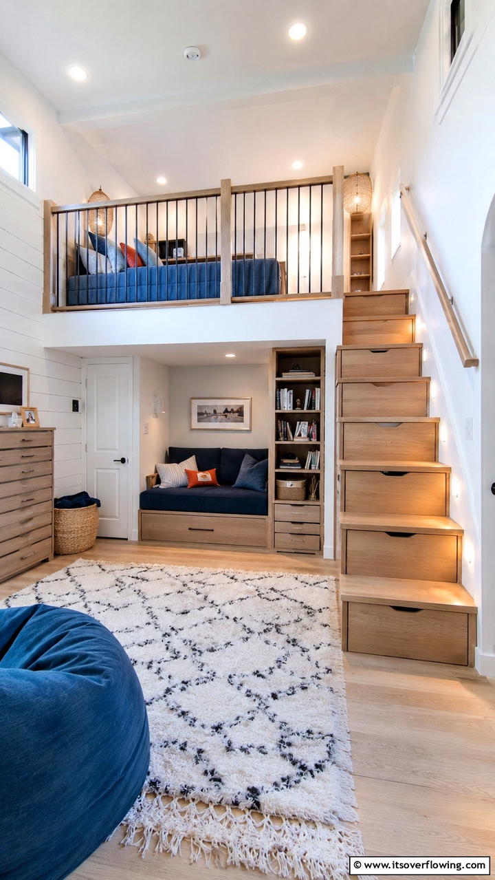 Bunk Room Featuring a Private Lofted Area - 30 Bunk Room Ideas for Fun and Functional Kids’ Spaces