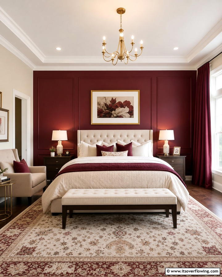 Burgundy Accent Wall - 20 Luxurious Burgundy Bedroom Ideas for a Cozy Retreat
