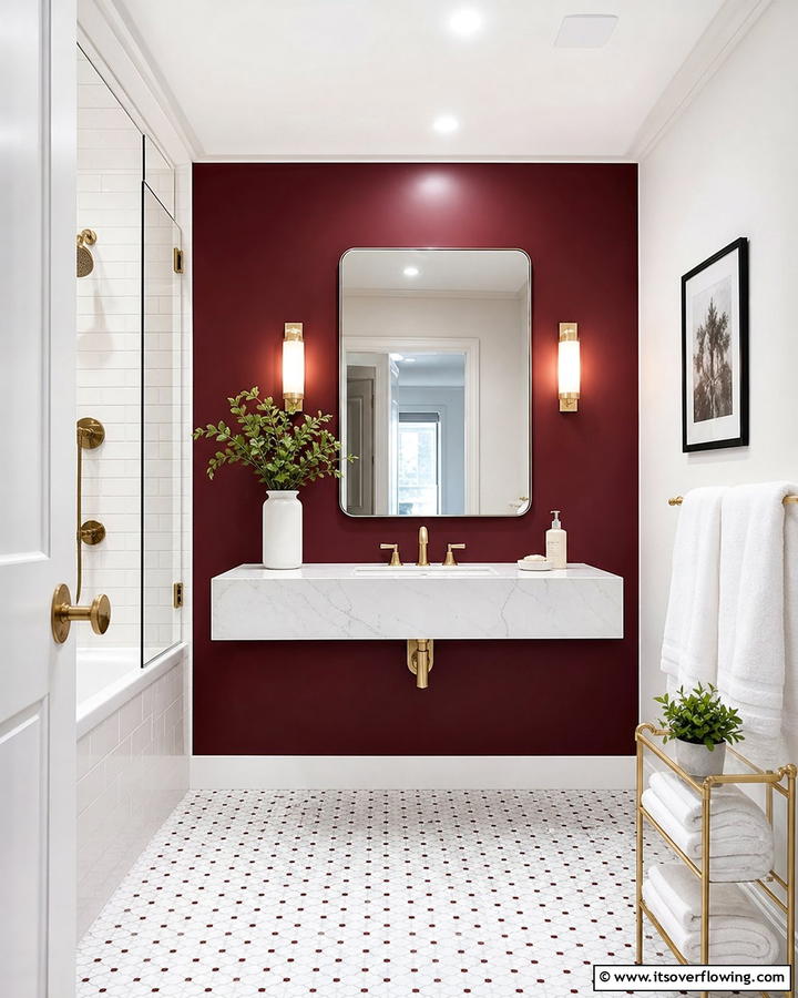 Burgundy Accent Walls - 25 Elegant Burgundy Bathroom Ideas for a Luxe Look