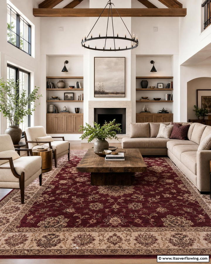 Burgundy Area Rug - 25 Burgundy Living Room Ideas for a Rich and Cozy Look