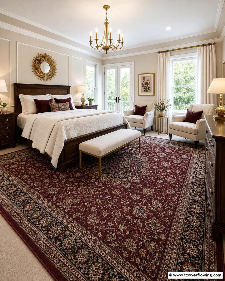 Burgundy Area Rug - 20 Luxurious Burgundy Bedroom Ideas for a Cozy Retreat