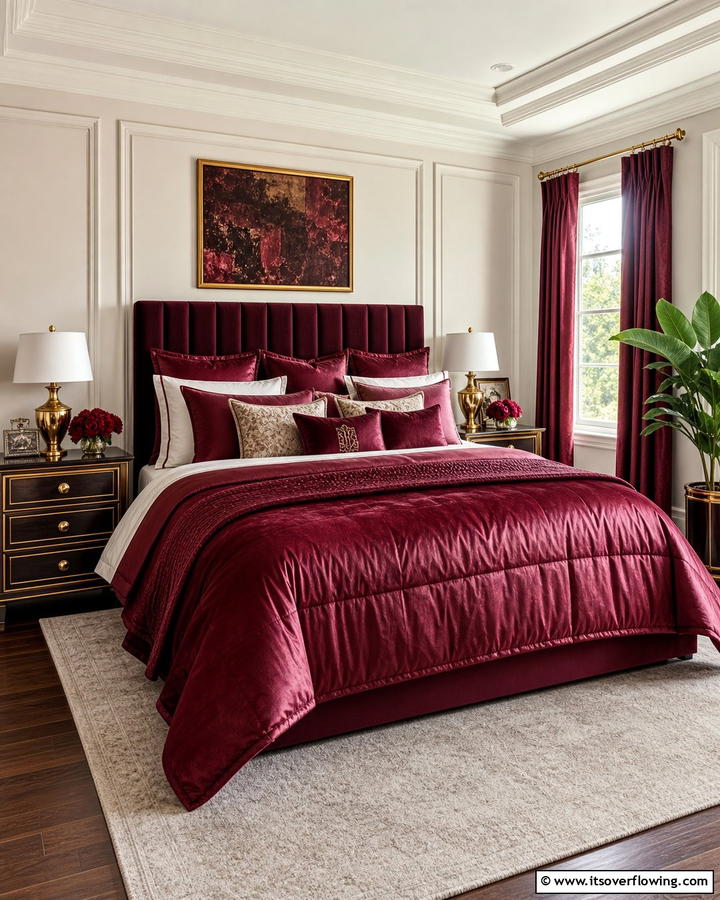 Burgundy Bedding Layers - 20 Luxurious Burgundy Bedroom Ideas for a Cozy Retreat