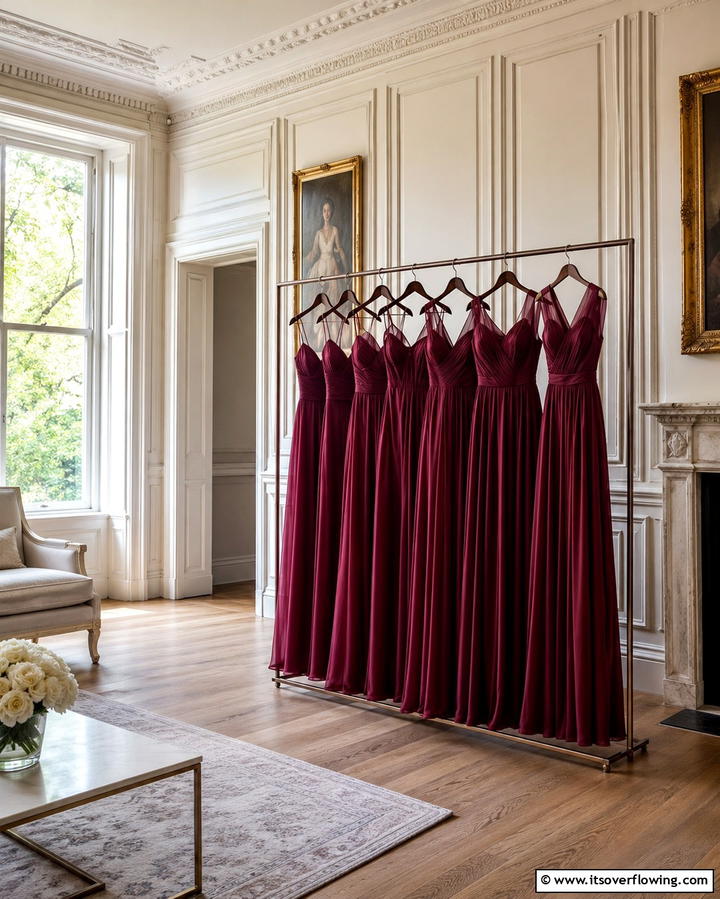 Burgundy Bridesmaid Dresses - 30 Red Wedding Theme Ideas for Bold and Romantic Celebrations