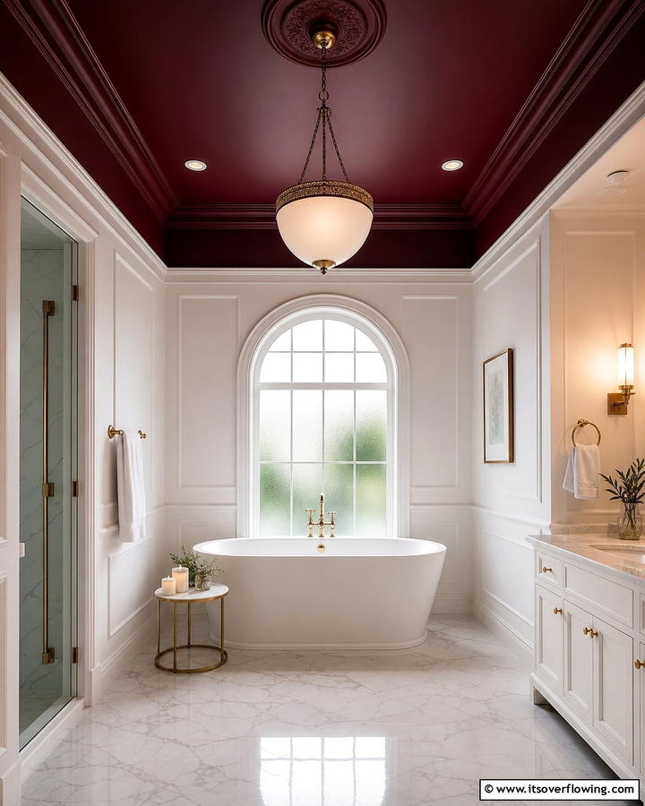Burgundy Ceiling Design - 25 Elegant Burgundy Bathroom Ideas for a Luxe Look