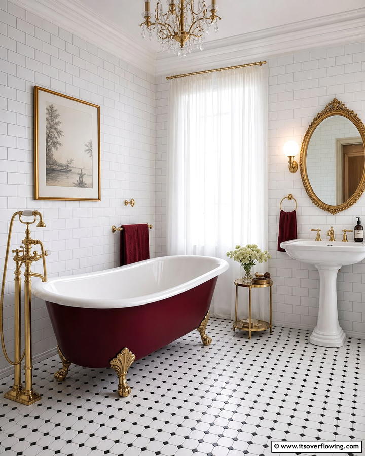 Burgundy Clawfoot Tub - 25 Elegant Burgundy Bathroom Ideas for a Luxe Look