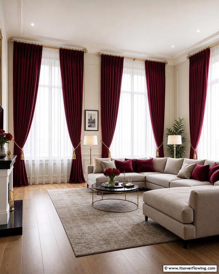 Burgundy Curtains - 25 Burgundy Living Room Ideas for a Rich and Cozy Look