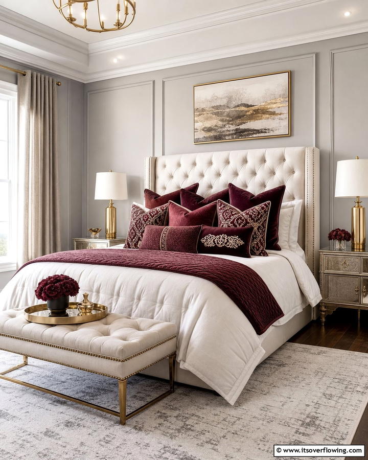 Burgundy Decorative Pillows - 20 Luxurious Burgundy Bedroom Ideas for a Cozy Retreat
