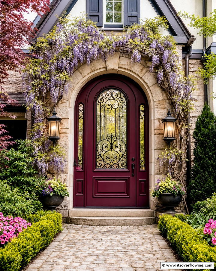 Burgundy Door with Arched Design - 20 Elegant Burgundy Front Door Ideas for Your Home