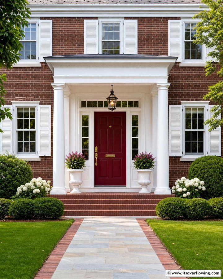 Burgundy Door with White Surrounds for Contrast - 20 Elegant Burgundy Front Door Ideas for Your Home
