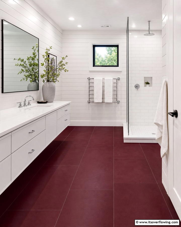 Burgundy Floor Tiles - 25 Elegant Burgundy Bathroom Ideas for a Luxe Look