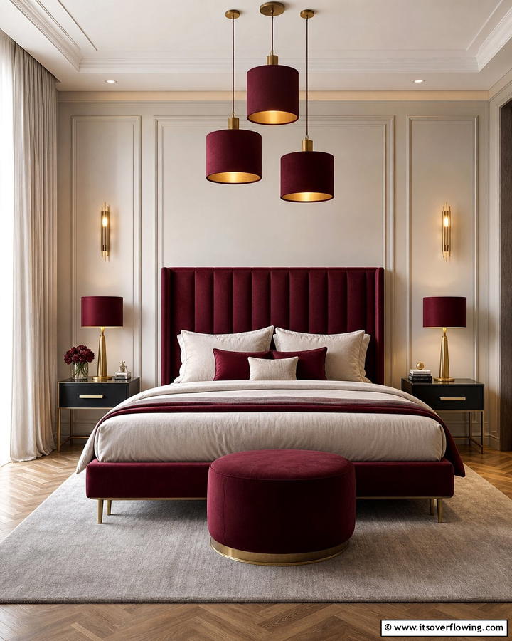Burgundy Lighting Fixtures - 20 Luxurious Burgundy Bedroom Ideas for a Cozy Retreat