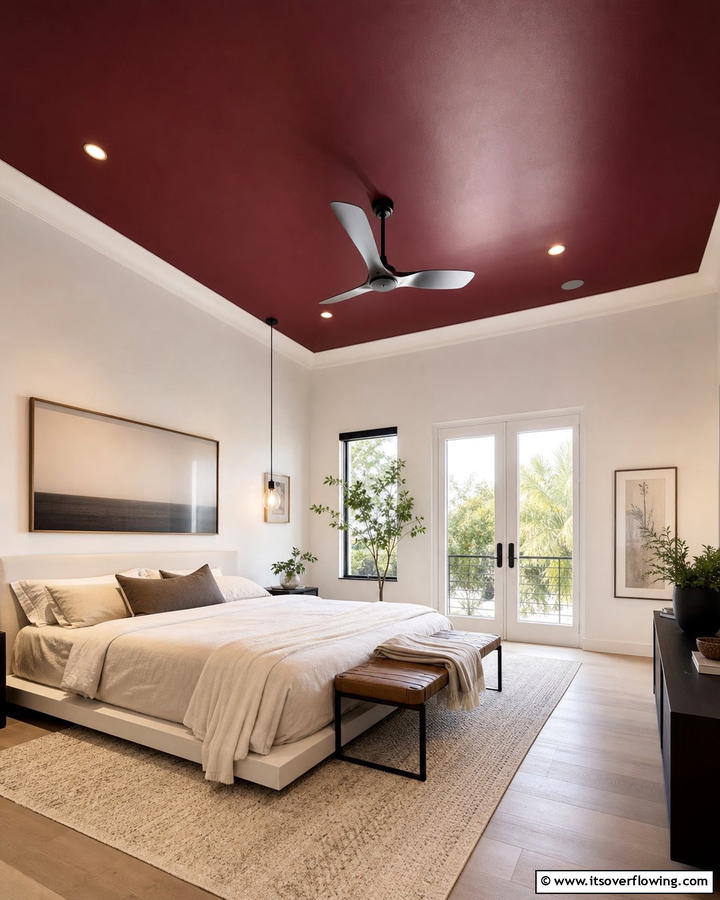 Burgundy Painted Ceilings - 20 Luxurious Burgundy Bedroom Ideas for a Cozy Retreat